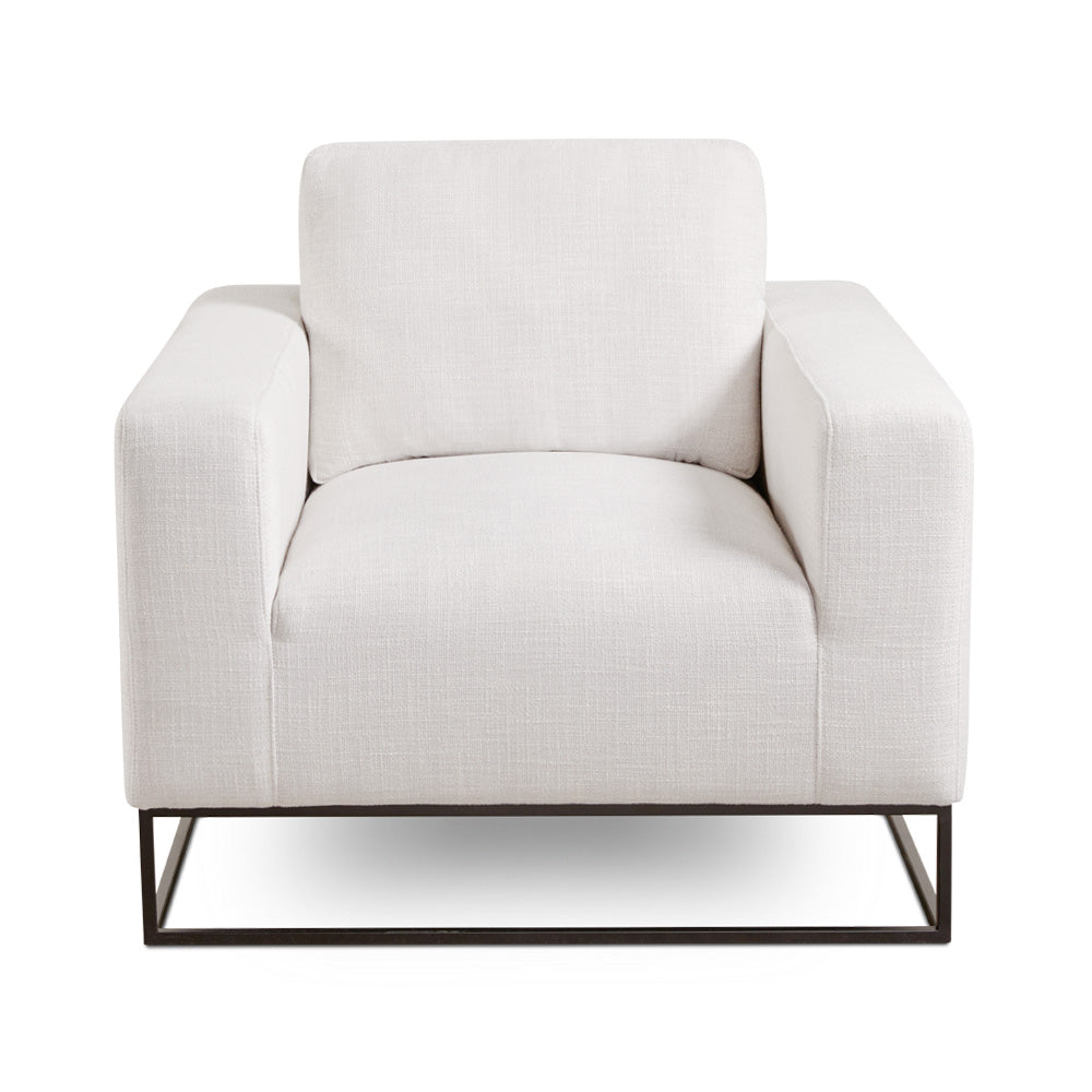 Gordon Accent Chair | Soft Linen Chair & Black Steel Frame